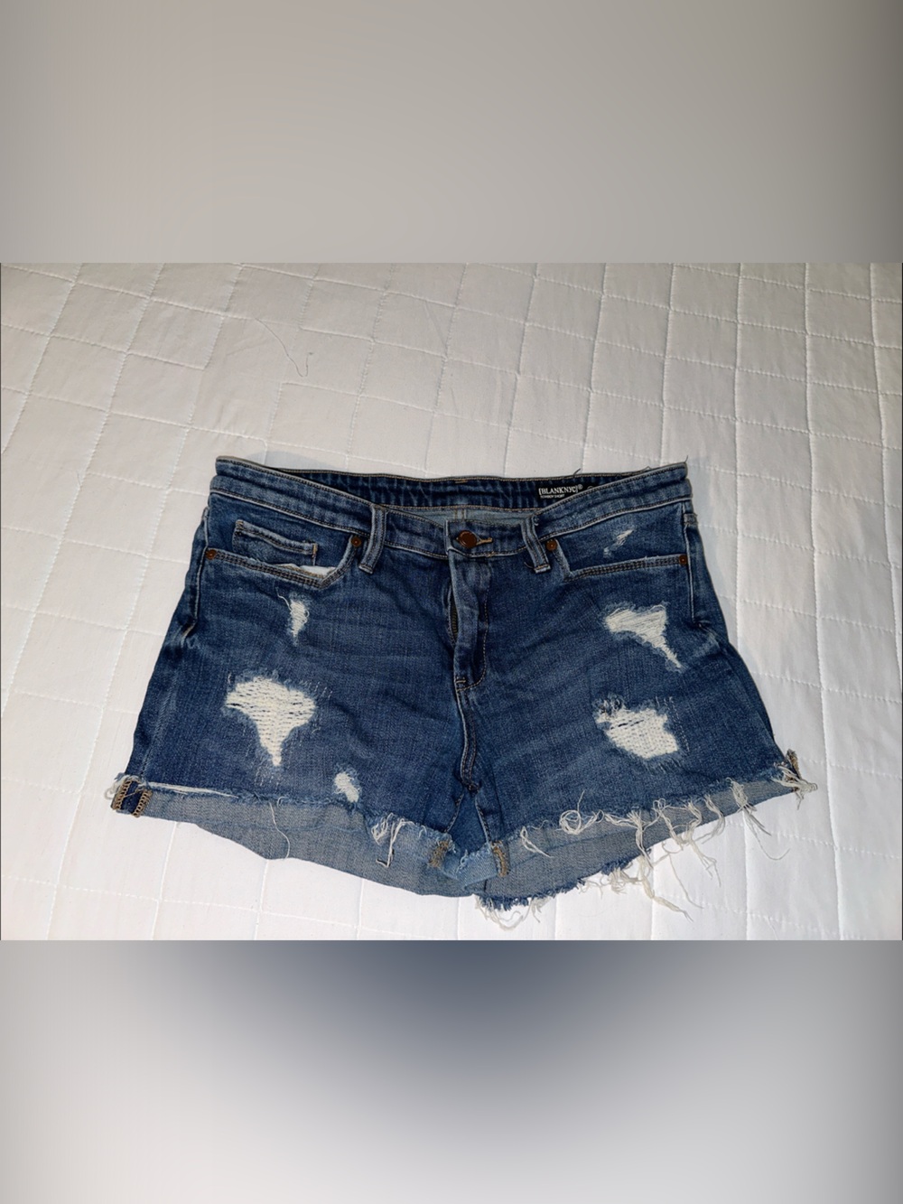 Blank NYC Distressed Dark Blue Denim Cutoff Shorts